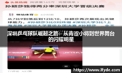 深圳乒乓球队崛起之路：从青涩小将到世界舞台的闪耀明星
